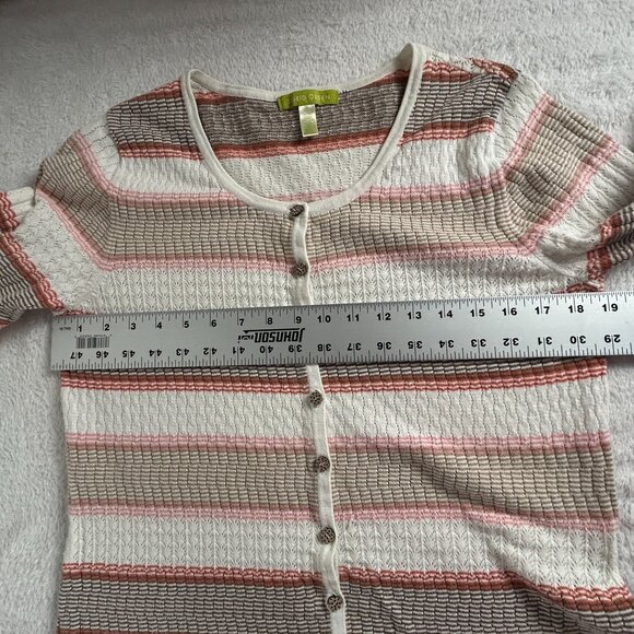 Sigrid Olsen Womens Button-Front Striped Cardigan Sweater Medium Lightweight - Picture 5 of 7